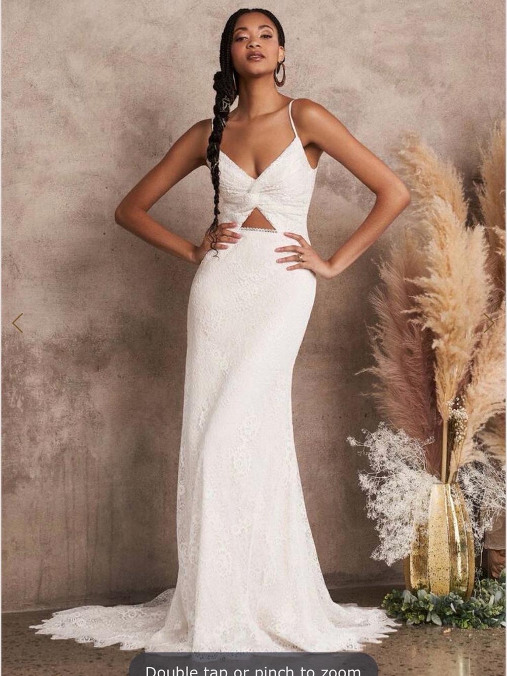Lillian West 66210 
Allover Lace Gown with Twist Knot Detail and Cutout Waist